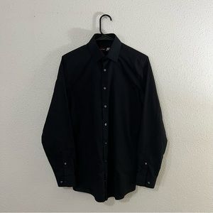 JF J. Ferrar Slim Fit Long Sleeve Button Down Black Shirt